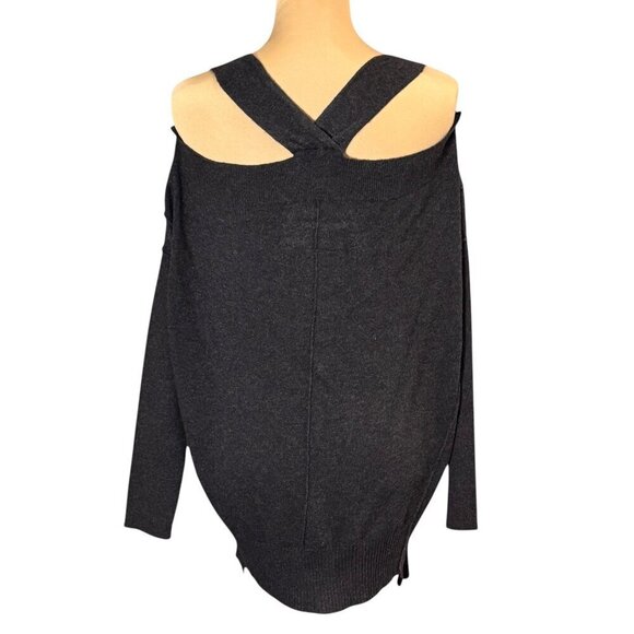 All Saints Sweater Sz.6 Dark Brown Knit Cold Shoulder Grunge Off Shoulder Y2K - Picture 3 of 11